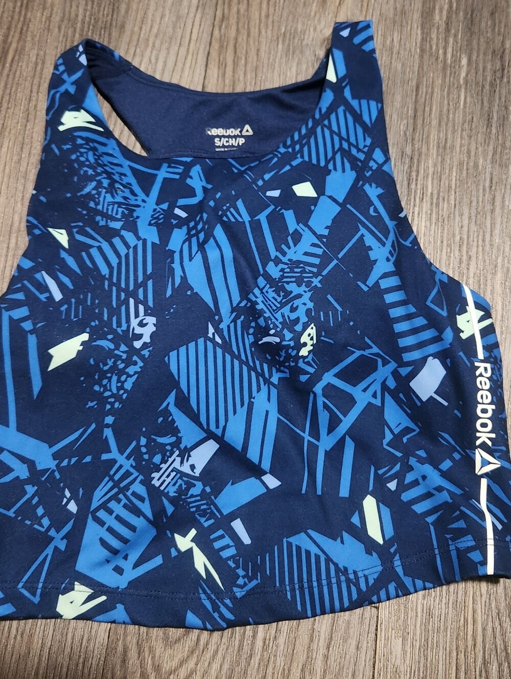 Reebok Navy & Bright Blue Woman Sport Braw Graphic Athletic Crop Tank